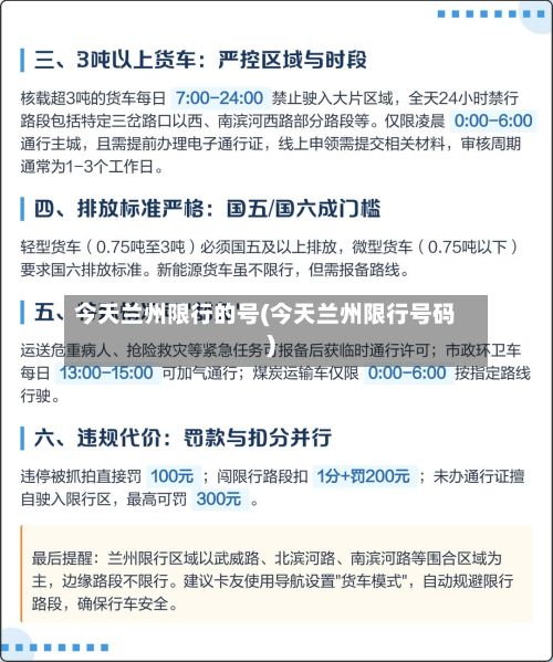 今天兰州限行的号(今天兰州限行号码)