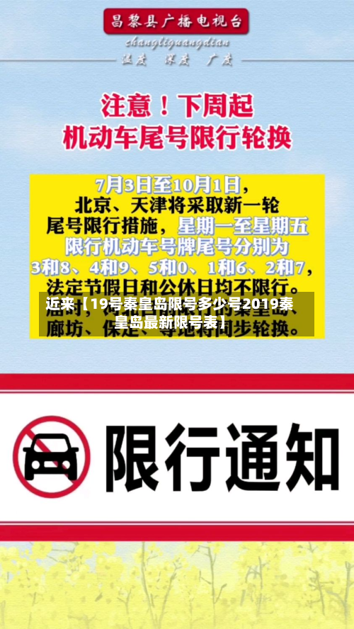 近来【19号秦皇岛限号多少号2019秦皇岛最新限号表】