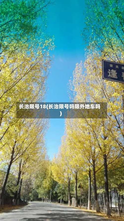长治限号18(长治限号吗限外地车吗)