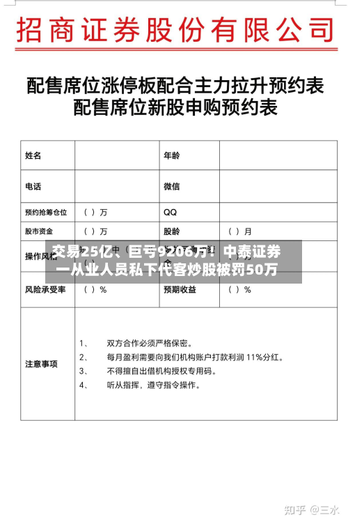 交易25亿、巨亏9206万！中泰证券一从业人员私下代客炒股被罚50万-第2张图片