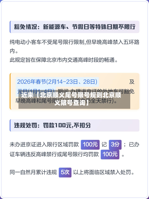 近来【北京顺义尾号限号规则北京顺义限号查询】