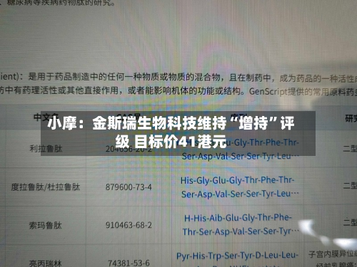 小摩：金斯瑞生物科技维持“增持	”评级 目标价41港元-第1张图片