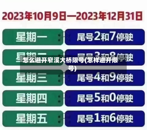 怎么避开窄溪大桥限号(怎样避开限号)