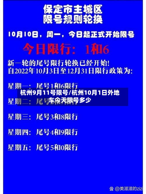 杭州9月11号限号/杭州10月1日外地车今天限号多少-第2张图片